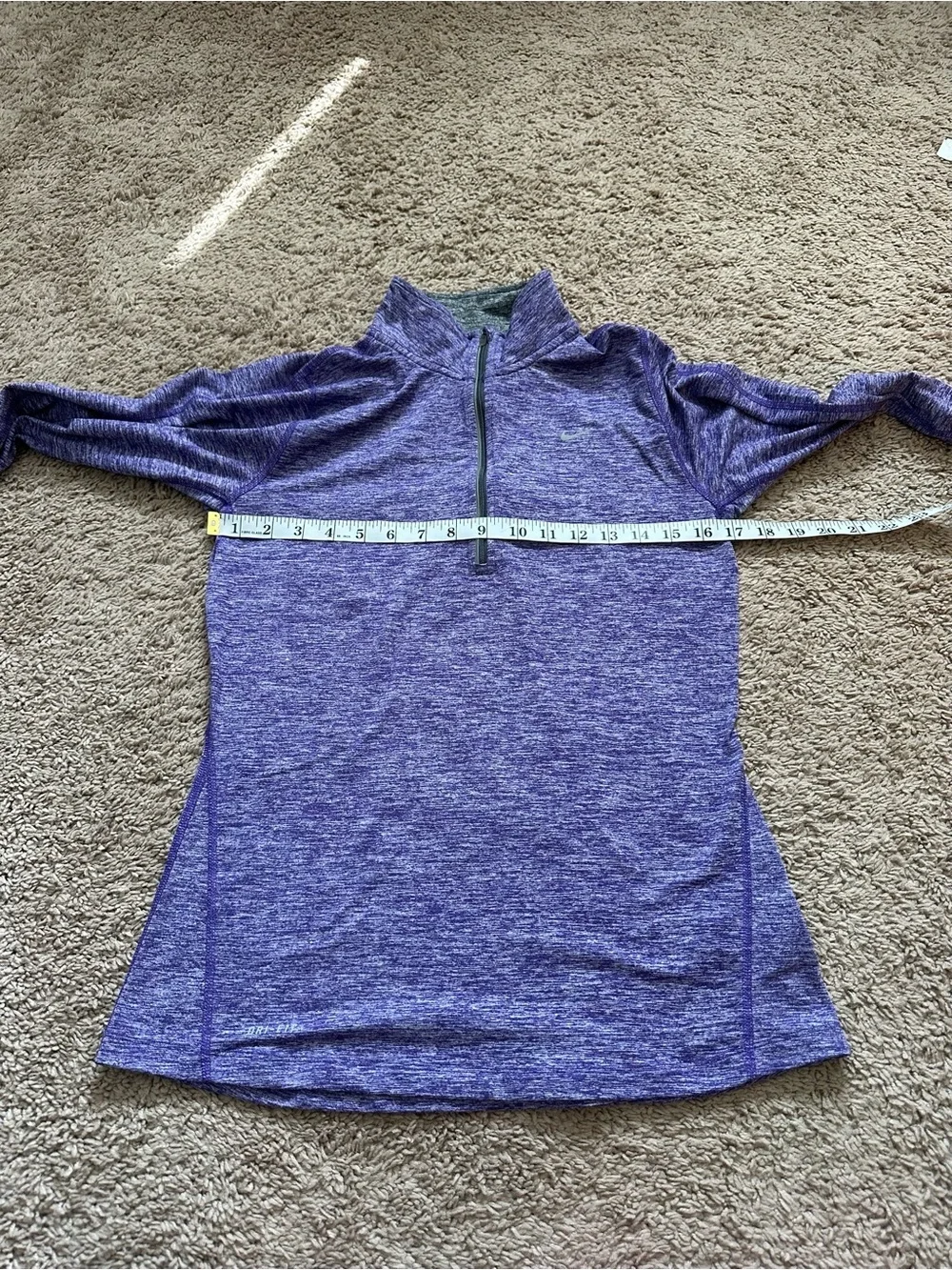 Nike Running Dri-FIT 1/4-Zip Long Sleeve Active Top Purple Size S